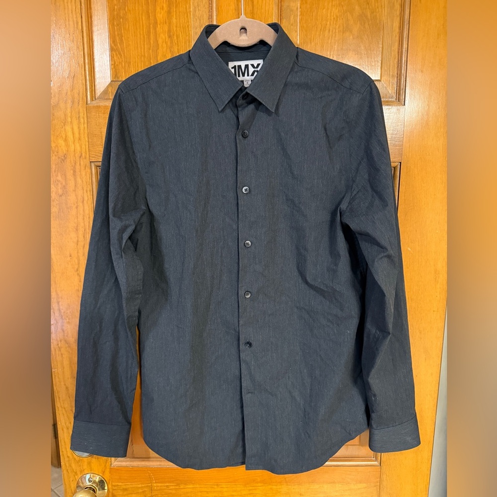 Express Men's Dark Gray Button-Down Shirt